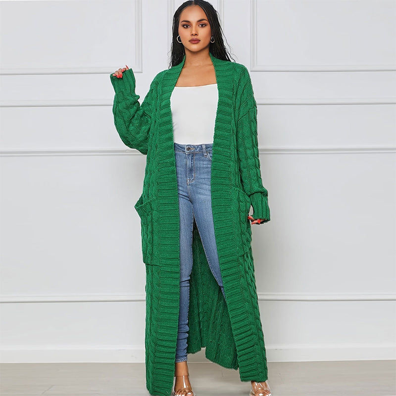 ✨New Arrival✨Women's Cable Knit Long Cardigan with Pockets-1