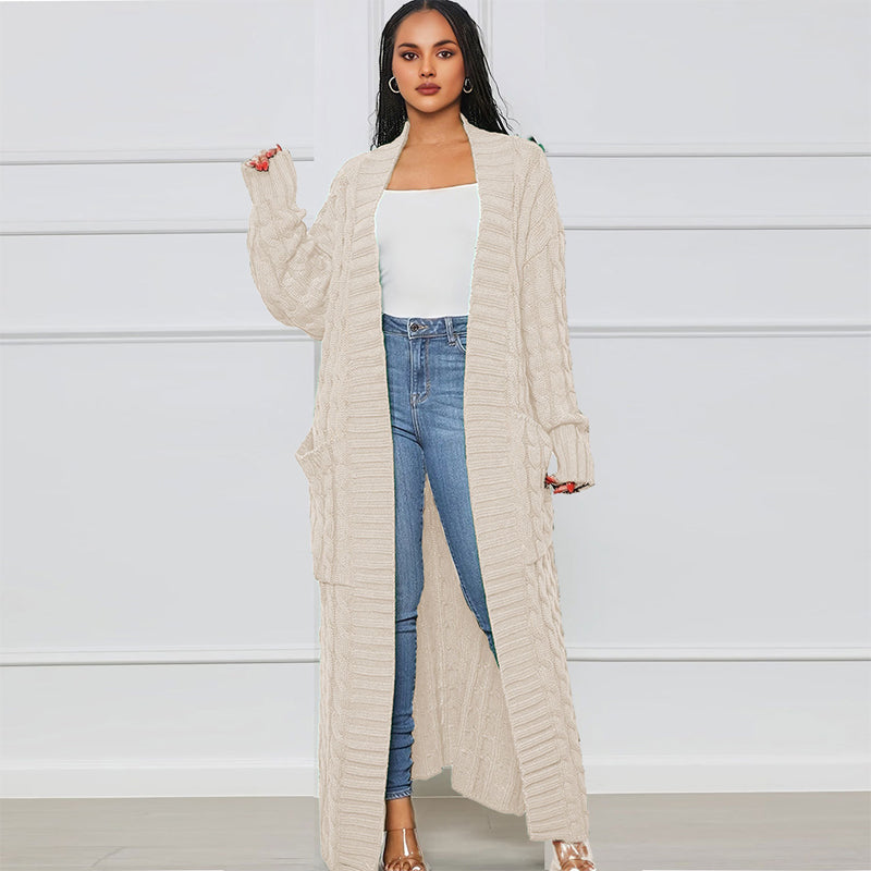 ✨New Arrival✨Women's Cable Knit Long Cardigan with Pockets-4