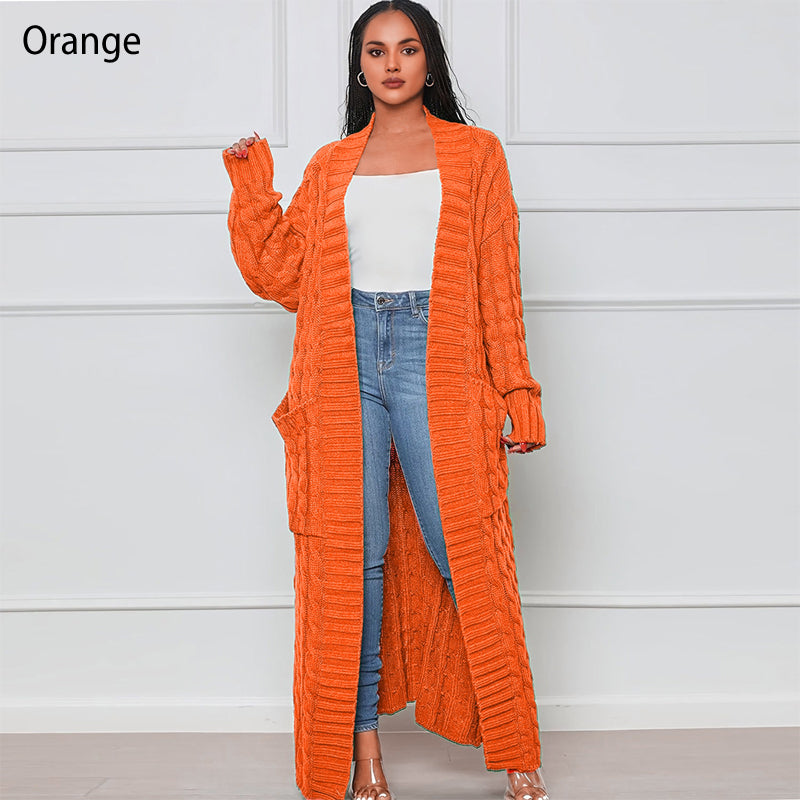 ✨New Arrival✨Women's Cable Knit Long Cardigan with Pockets-10