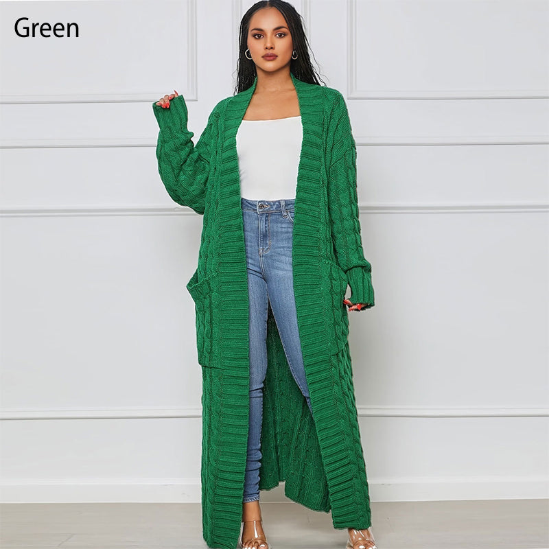✨New Arrival✨Women's Cable Knit Long Cardigan with Pockets-13