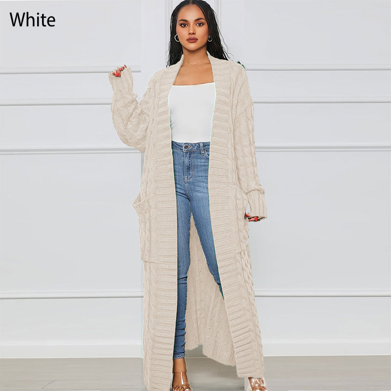✨New Arrival✨Women's Cable Knit Long Cardigan with Pockets-12