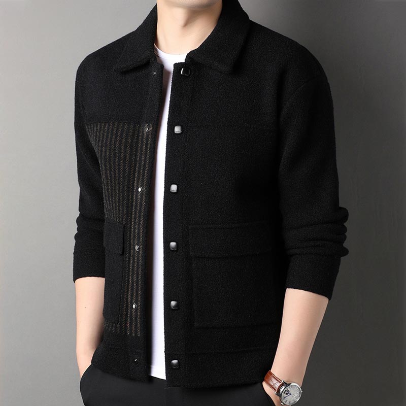 ✨New Arrival✨Men’s Casual Button Tweed Jacket with Lapel Collar-8