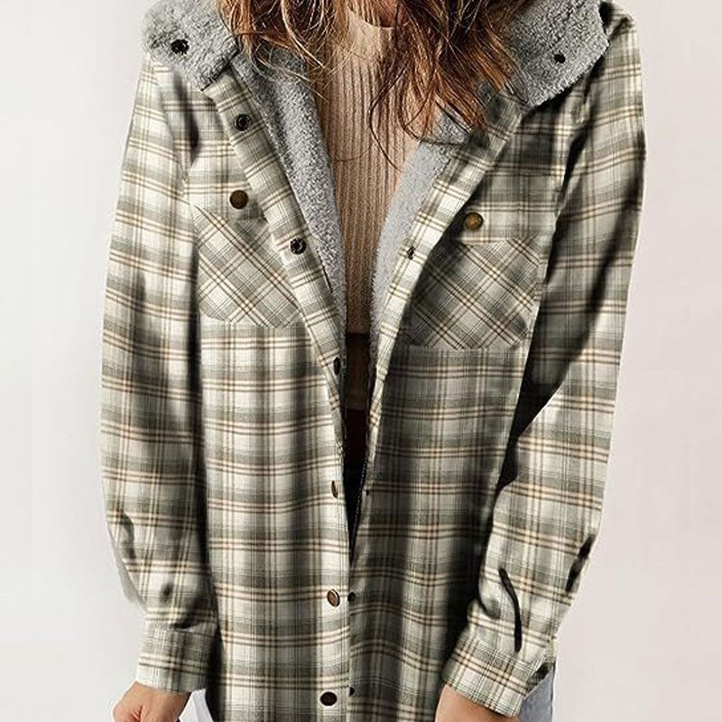 Autumn and Winter Series 44% OFF❄️Women's Winter Trendy Plaid Hooded Jacket💖-2