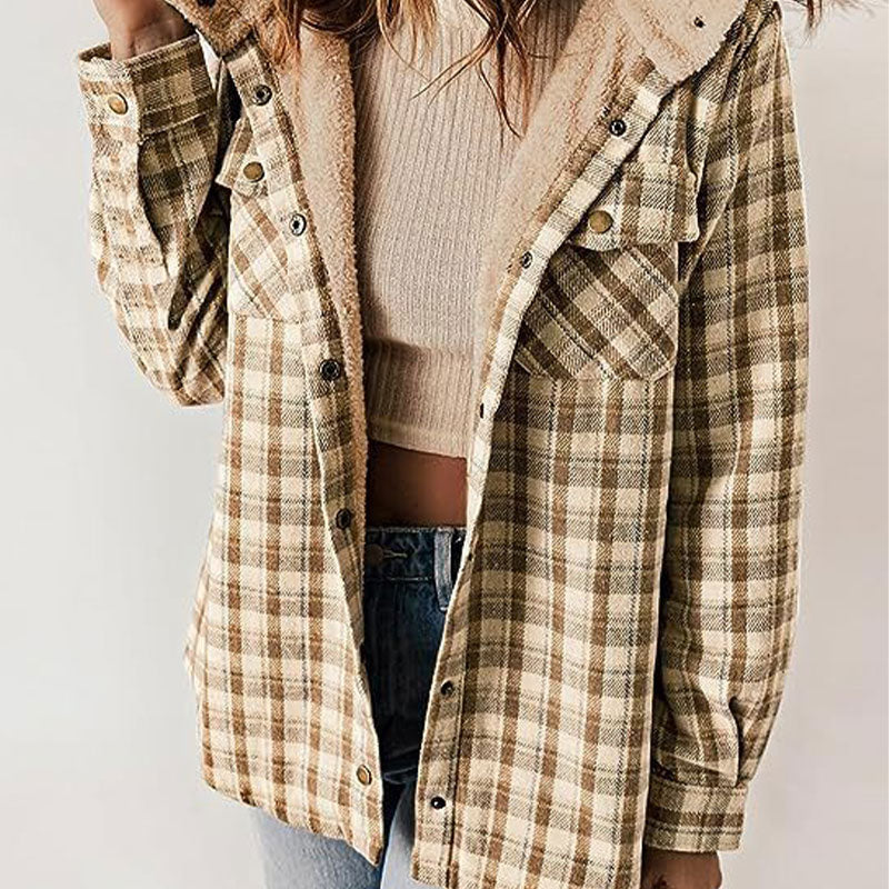 Autumn and Winter Series 44% OFF❄️Women's Winter Trendy Plaid Hooded Jacket💖-4