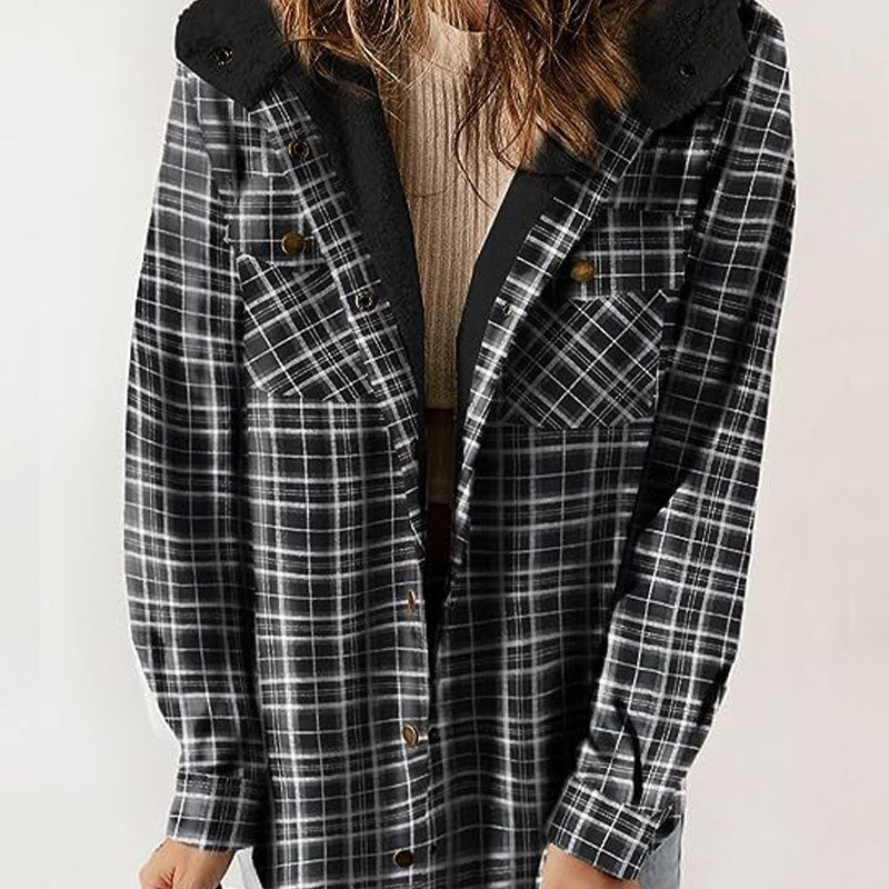 Autumn and Winter Series 44% OFF❄️Women's Winter Trendy Plaid Hooded Jacket💖-11