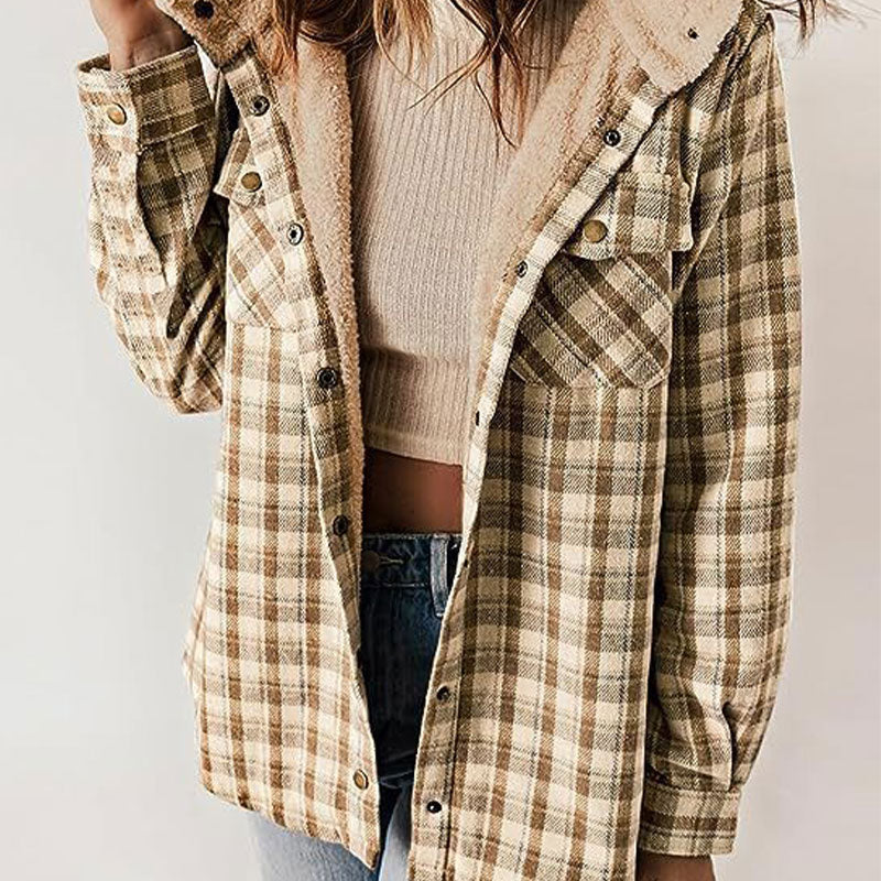 Autumn and Winter Series 44% OFF❄️Women's Winter Trendy Plaid Hooded Jacket💖-12