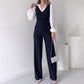 ✨New Arrival✨Women's Striped Lapel Long Sleeve Jumpsuits-8