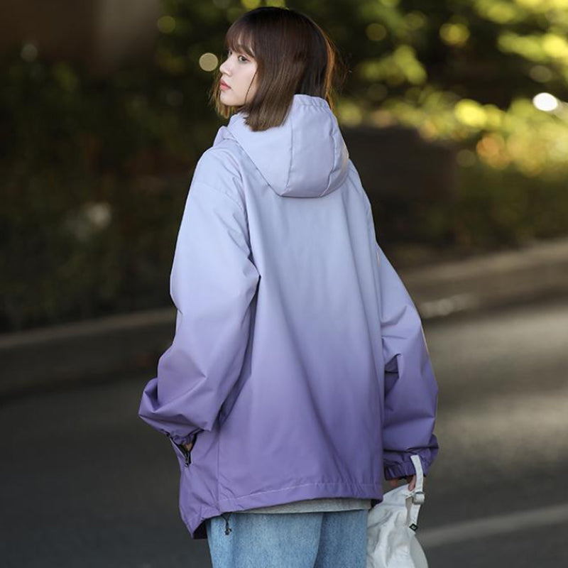 ✨New Arrival✨Gradient Color Unisex Hooded Windproof and Waterproof Jacket-3