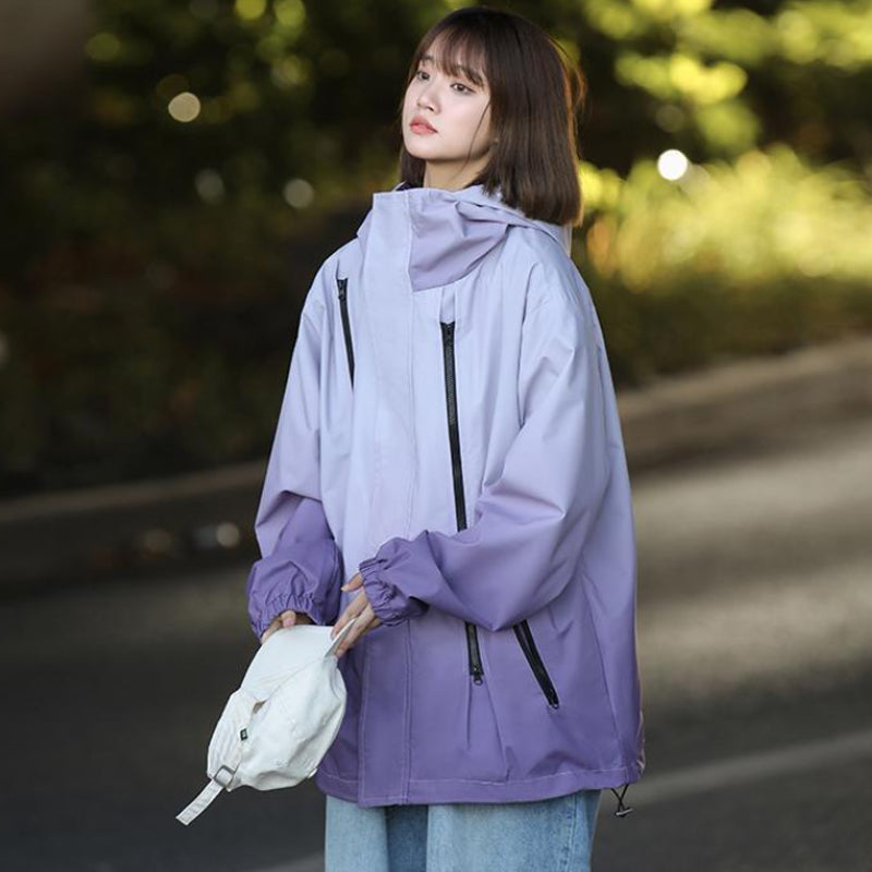 ✨New Arrival✨Gradient Color Unisex Hooded Windproof and Waterproof Jacket-2