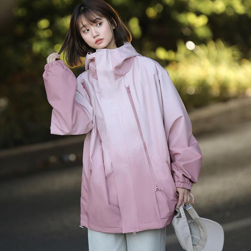✨New Arrival✨Gradient Color Unisex Hooded Windproof and Waterproof Jacket-6