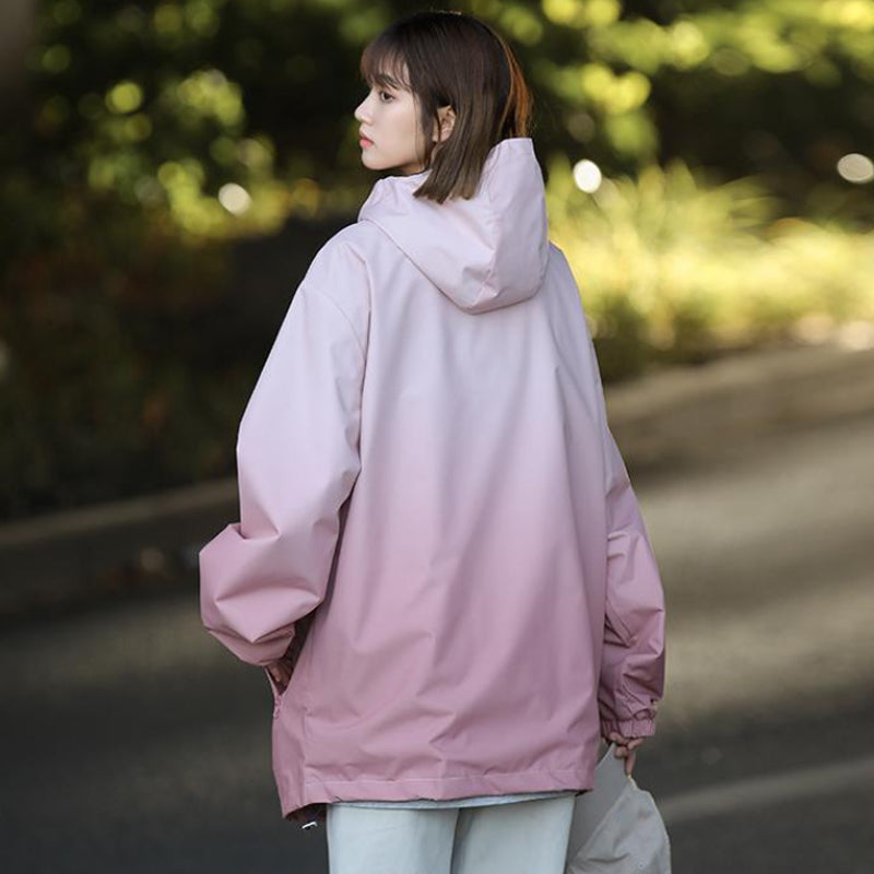 ✨New Arrival✨Gradient Color Unisex Hooded Windproof and Waterproof Jacket-8
