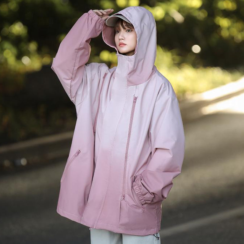 ✨New Arrival✨Gradient Color Unisex Hooded Windproof and Waterproof Jacket-7