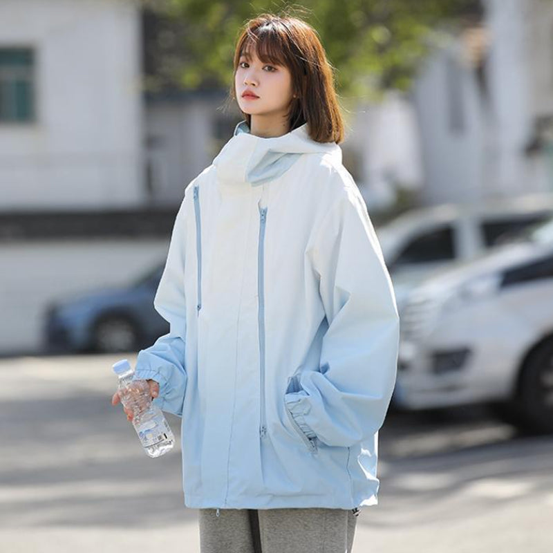 ✨New Arrival✨Gradient Color Unisex Hooded Windproof and Waterproof Jacket-10