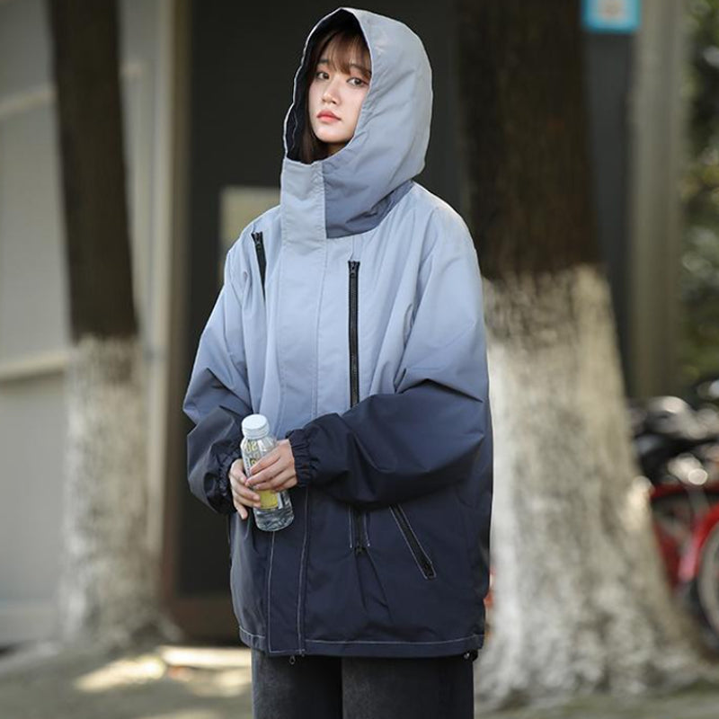 ✨New Arrival✨Gradient Color Unisex Hooded Windproof and Waterproof Jacket-15