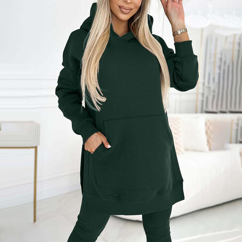 🎁Women's Fashion Solid Color Hoodie And Lined Leggings Two-Piece Set-10