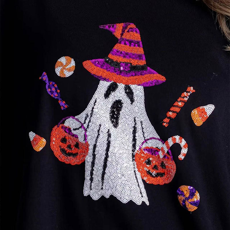 ✨New Arrival✨Women’s Trendy Halloween Ghost Sequin Sweatshirt-1