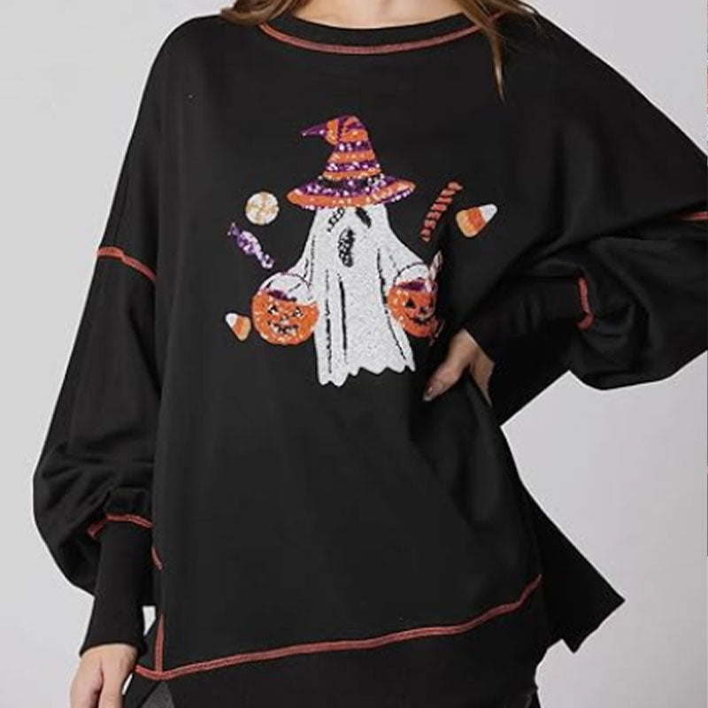 ✨New Arrival✨Women’s Trendy Halloween Ghost Sequin Sweatshirt-2