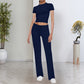 🔥Clearance Sale🔥Women's Casual Solid Color T-Shirt & Straight Leg Pants Set-2
