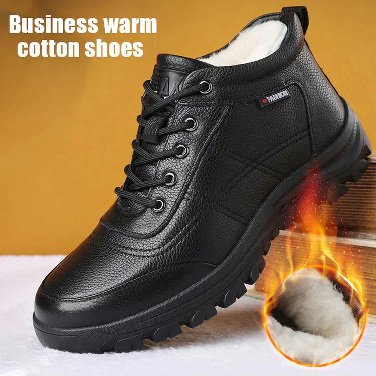 🔥Men's Padded Thickened Warm Leather Shoes-2
