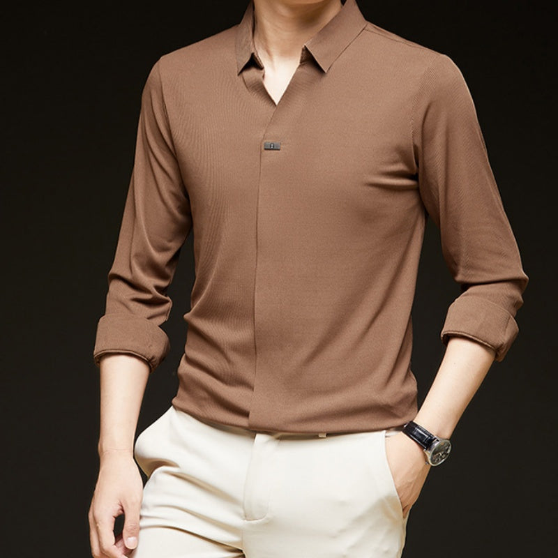 ✨New Arrival✨Comfortable Men's Solid Color Long Sleeve Shirt-3