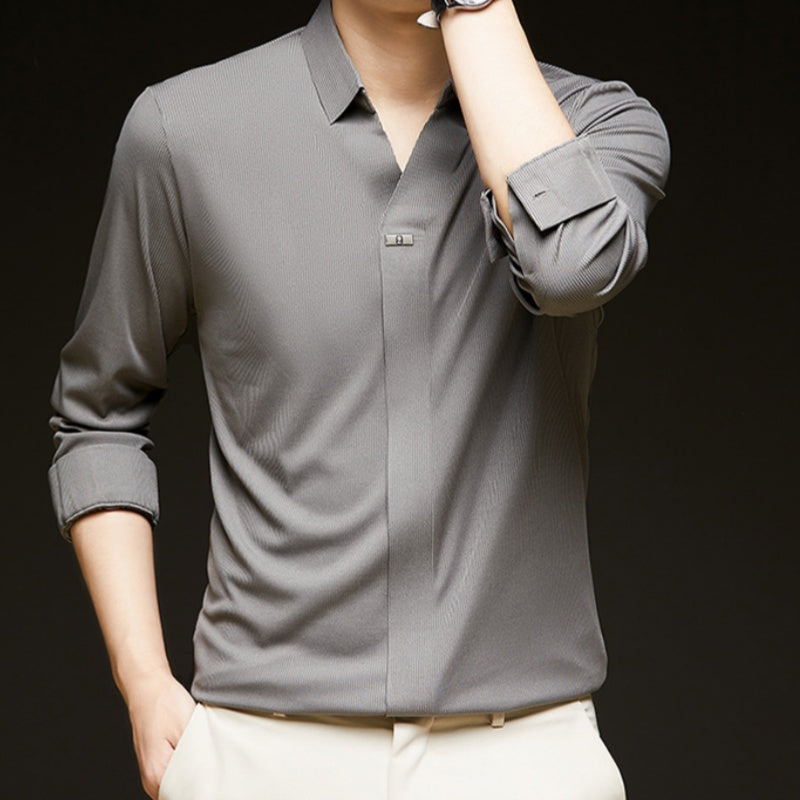 ✨New Arrival✨Comfortable Men's Solid Color Long Sleeve Shirt-2