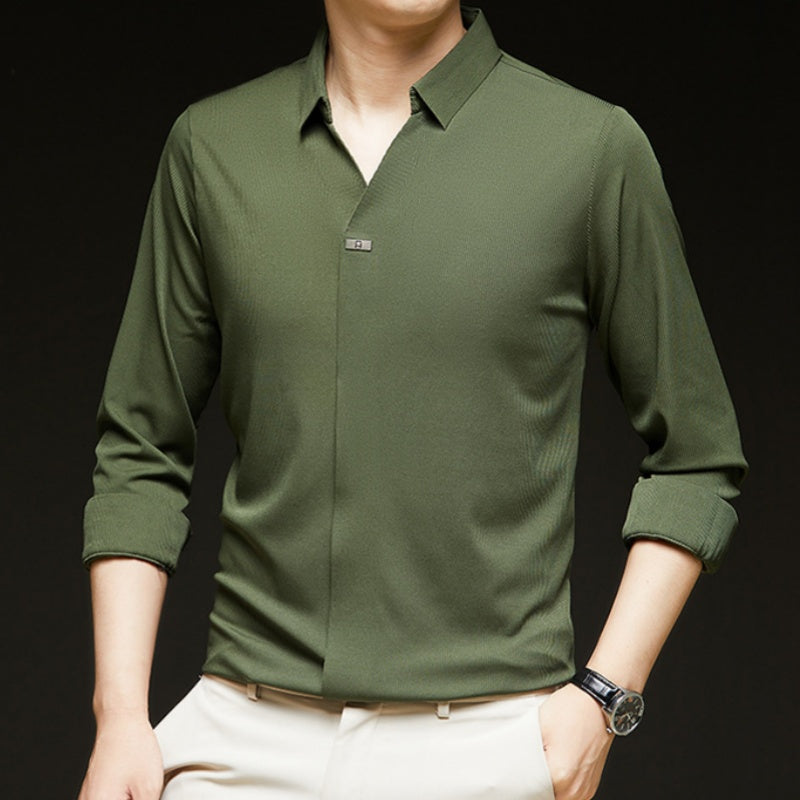 ✨New Arrival✨Comfortable Men's Solid Color Long Sleeve Shirt-5