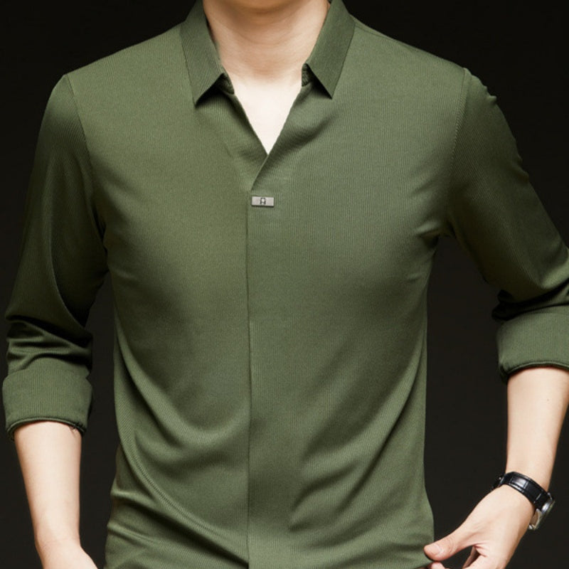 ✨New Arrival✨Comfortable Men's Solid Color Long Sleeve Shirt-12