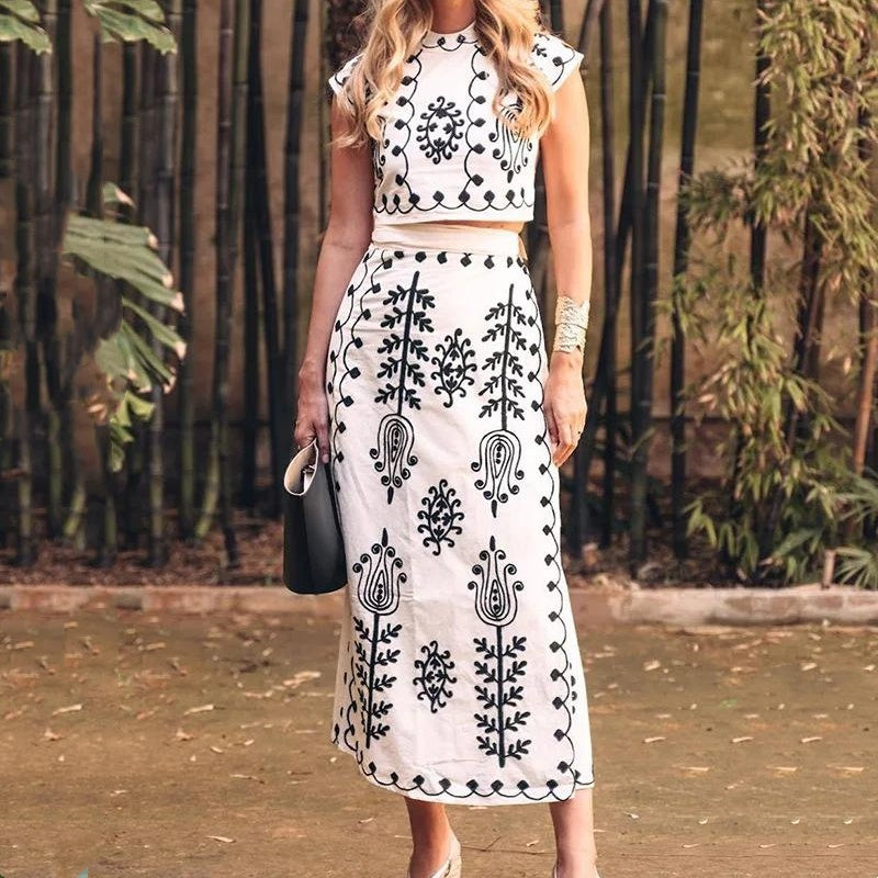 ✨New Arrival✨Women's Print Top ＆ Long Skirt 2-Piece Set-1