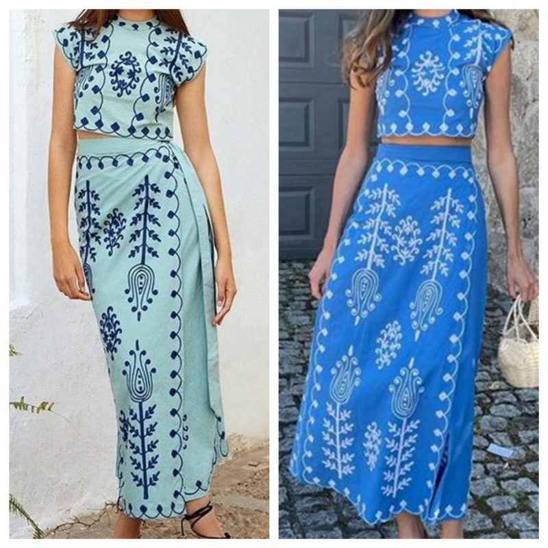 ✨New Arrival✨Women's Print Top ＆ Long Skirt 2-Piece Set-4