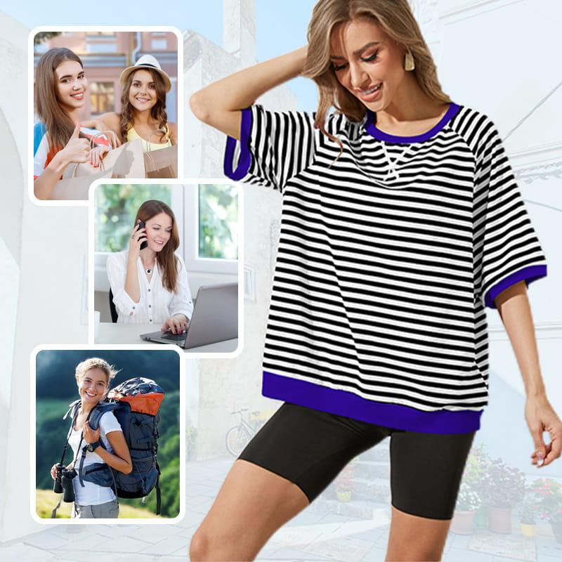 ✨New Arrival✨Women's Oversize Striped T-Shirts-4
