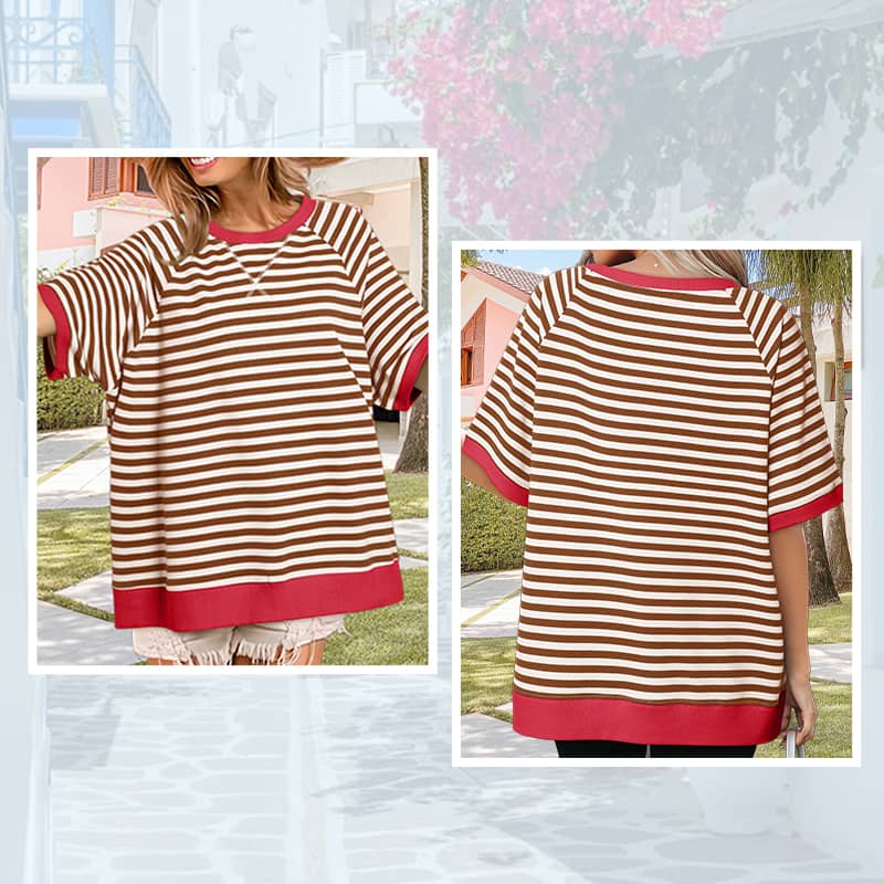 ✨New Arrival✨Women's Oversize Striped T-Shirts-5