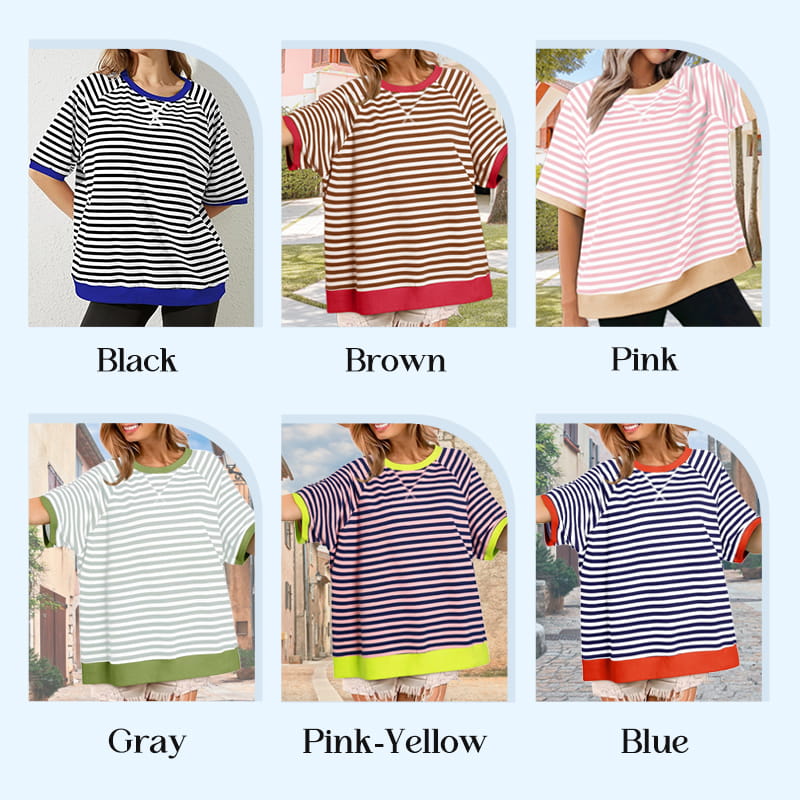 ✨New Arrival✨Women's Oversize Striped T-Shirts-6