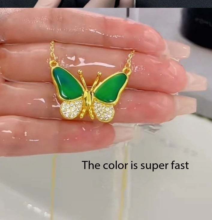 Hot Sale🔥Magnetic Gradient Gemstone Butterfly Necklace-8