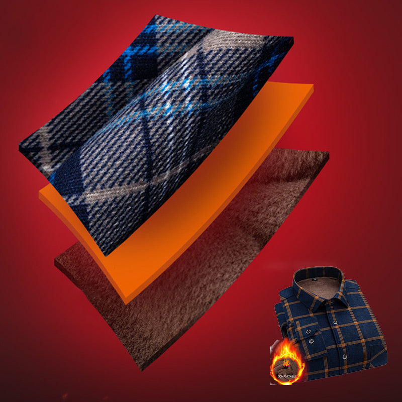 ✨New Arrival✨Men’s Lined Button-Down Plaid Shirt-1