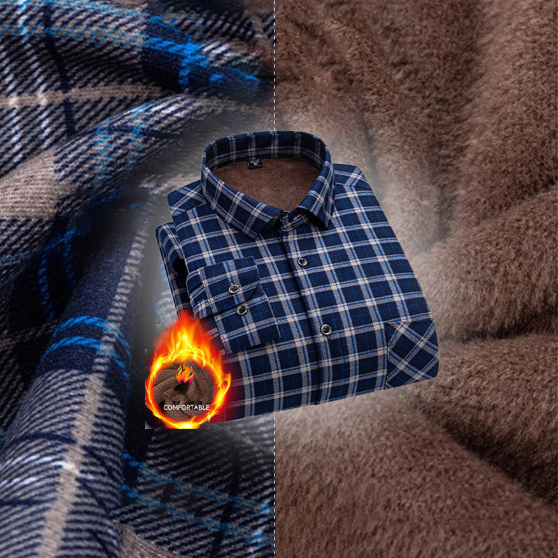 ✨New Arrival✨Men’s Lined Button-Down Plaid Shirt-2