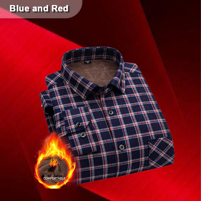 ✨New Arrival✨Men’s Lined Button-Down Plaid Shirt-12
