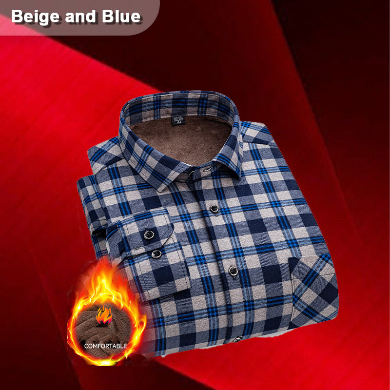 ✨New Arrival✨Men’s Lined Button-Down Plaid Shirt-13
