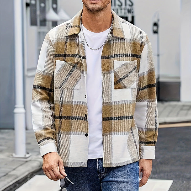 🍁Autumn New Releases🍁Men's Casual Thickened Warm Plaid Jacket-4