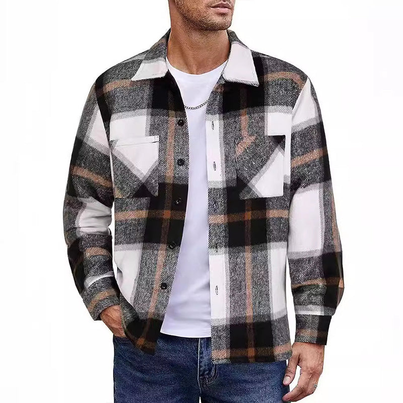 🍁Autumn New Releases🍁Men's Casual Thickened Warm Plaid Jacket-5