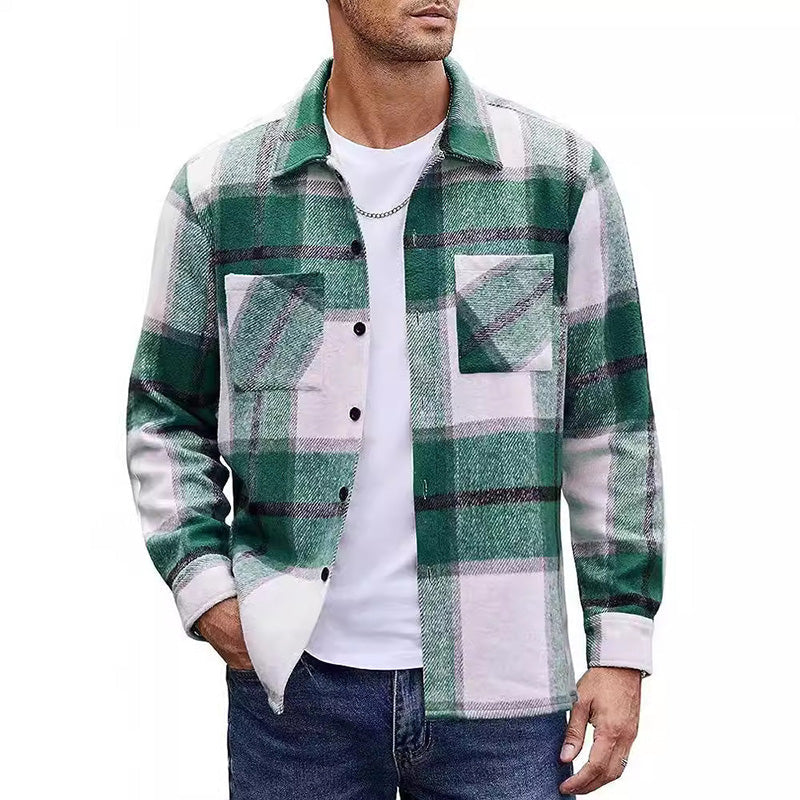 🍁Autumn New Releases🍁Men's Casual Thickened Warm Plaid Jacket-8