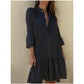 ✨New Arrival✨Women's Lapel Pleated Mini Shirt Dress-2