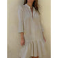 ✨New Arrival✨Women's Lapel Pleated Mini Shirt Dress-4