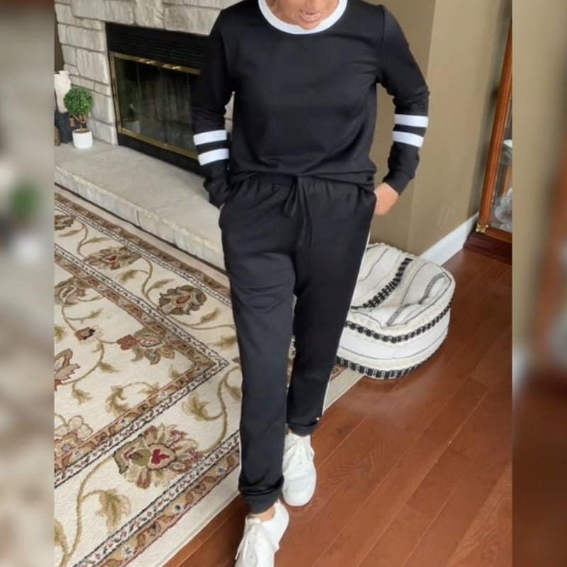 🔥Hot Sale 54% OFF🔥Women’s 2-Piece Crewneck Color-Block Sweatsuit-1