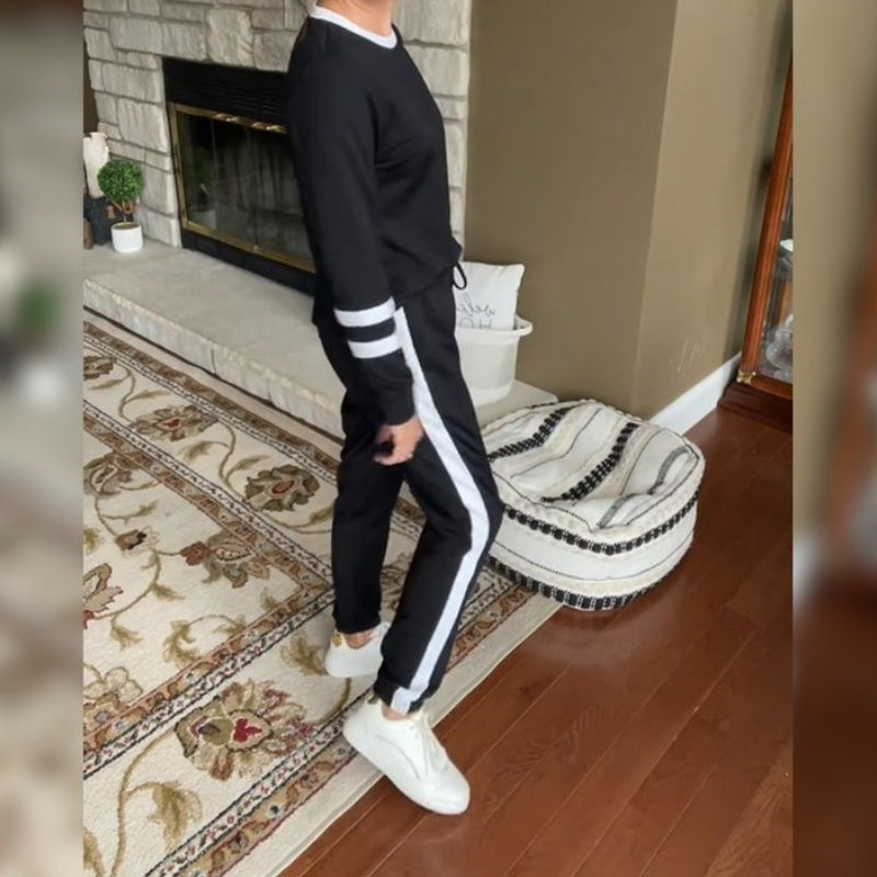 🔥Hot Sale 54% OFF🔥Women’s 2-Piece Crewneck Color-Block Sweatsuit-3