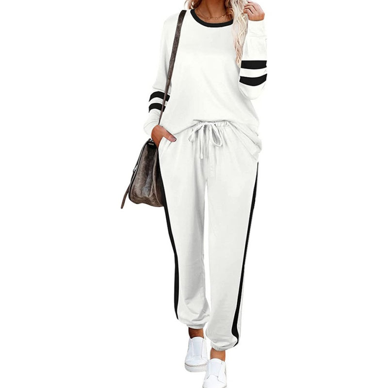 🔥Hot Sale 54% OFF🔥Women’s 2-Piece Crewneck Color-Block Sweatsuit-11