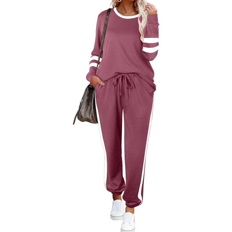 🔥Hot Sale 54% OFF🔥Women’s 2-Piece Crewneck Color-Block Sweatsuit-13