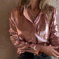 🍂Fall Specials 49% OFF🍂Women's Shimmer Metallic Leather Button-Up Shirt-7