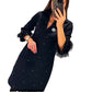 ✨New Arrival✨V-Neck Dress with Rhinestone Faux Feather Decoration-3
