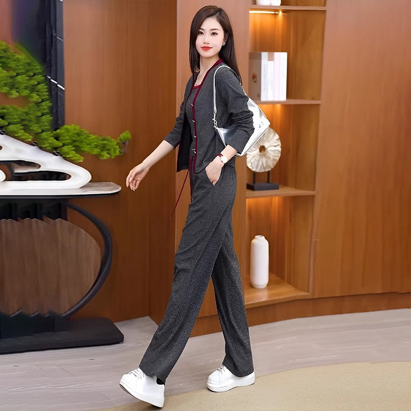 🔥HOT Sale🔥Women's Jacket Camisole & Wide Leg Pants 3 piece Set-2