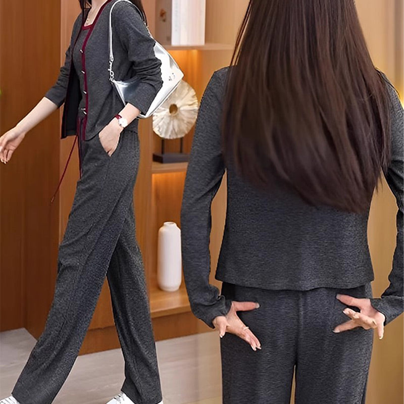 🔥HOT Sale🔥Women's Jacket Camisole & Wide Leg Pants 3 piece Set-3